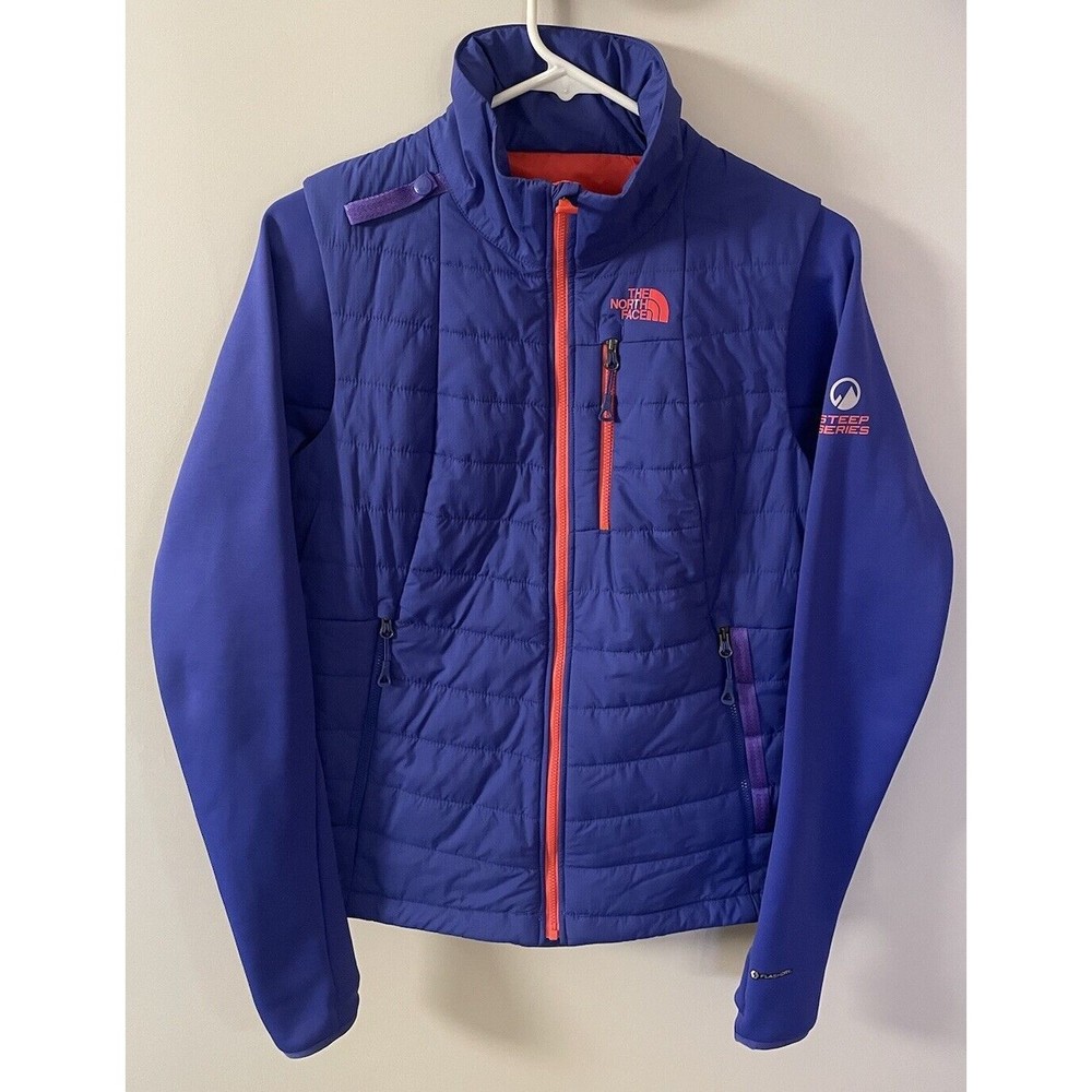 The North Face Hybrid Steep Series Jacket Womens S Small Blue Red Puffer